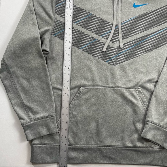 Nike Therma-Fit Pullover Hoodie Sweatshirt Gray Blue Chevron Men’s Size Large - Picture 4 of 11